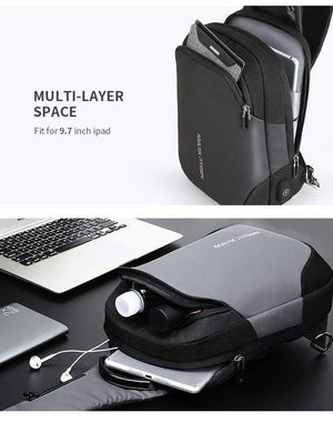 Planet Gates Anti-thief Crossbody Bag Waterproof Men Sling Chest Bag Fit 9.7 inch Ipad Fashion Shoulder Bag