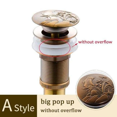 Planet Gates Antique A Without Overflow Brass Bathroom Lavatory Sink Pop Up Drain Bathroom Basin Sink Use Bathroom Products/Accessories HJ-0618F