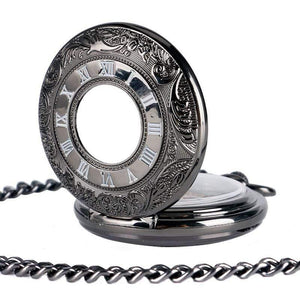 Planet Gates Antique Auto Mechanical Skeleton Pocket Watch See Though Face Retro Steampunk Fashion Pendant with Fob Chain Male Clock