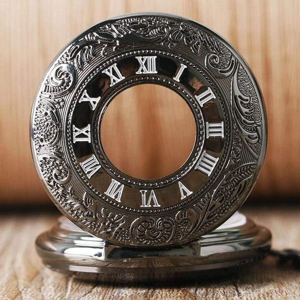 Planet Gates Antique Auto Mechanical Skeleton Pocket Watch See Though Face Retro Steampunk Fashion Pendant with Fob Chain Male Clock