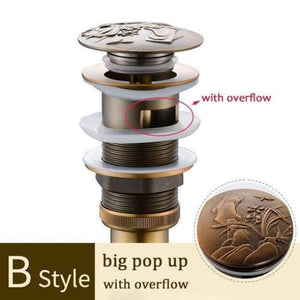 Planet Gates Antique B Without Overflow Brass Bathroom Lavatory Sink Pop Up Drain Bathroom Basin Sink Use Bathroom Products/Accessories HJ-0618F
