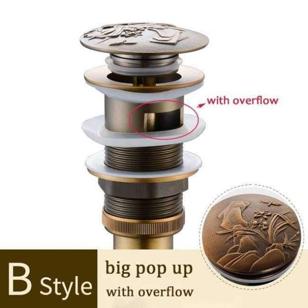 Planet Gates Antique B Without Overflow Brass Bathroom Lavatory Sink Pop Up Drain Bathroom Basin Sink Use Bathroom Products/Accessories HJ-0618F