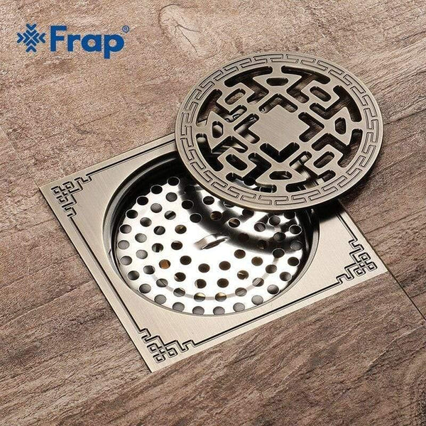 Planet Gates Antique Brass Carved 10cm*10cm Floor Drain Square Bath Drains Filter Bathroom Balcony Kitchen Drainer Accessories Y38088 (Y38088)