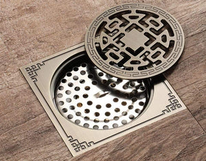 Planet Gates Antique Brass Carved 10cm*10cm Floor Drain Square Bath Drains Filter Bathroom Balcony Kitchen Drainer Accessories Y38088 (Y38088)