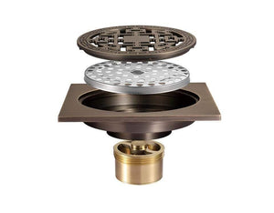 Planet Gates Antique Brass Carved 10cm*10cm Floor Drain Square Bath Drains Filter Bathroom Balcony Kitchen Drainer Accessories Y38088 (Y38088)
