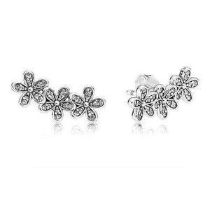 Planet Gates Antique Bronze Plated Clusters  White Orchid 925 Sterling Silver Earrings Studs For Women Wedding Party Gift DIY Europe Jewelry