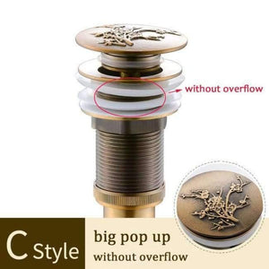 Planet Gates Antique C Without Overflow Brass Bathroom Lavatory Sink Pop Up Drain Bathroom Basin Sink Use Bathroom Products/Accessories HJ-0618F
