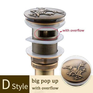 Planet Gates Antique D Without Overflow Brass Bathroom Lavatory Sink Pop Up Drain Bathroom Basin Sink Use Bathroom Products/Accessories HJ-0618F