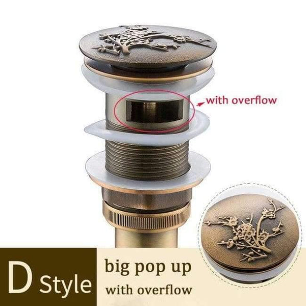 Planet Gates Antique D Without Overflow Brass Bathroom Lavatory Sink Pop Up Drain Bathroom Basin Sink Use Bathroom Products/Accessories HJ-0618F