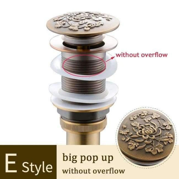 Planet Gates Antique E Without Overflow Brass Bathroom Lavatory Sink Pop Up Drain Bathroom Basin Sink Use Bathroom Products/Accessories HJ-0618F