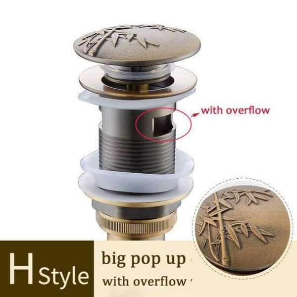 Planet Gates Antique H Without Overflow Brass Bathroom Lavatory Sink Pop Up Drain Bathroom Basin Sink Use Bathroom Products/Accessories HJ-0618F
