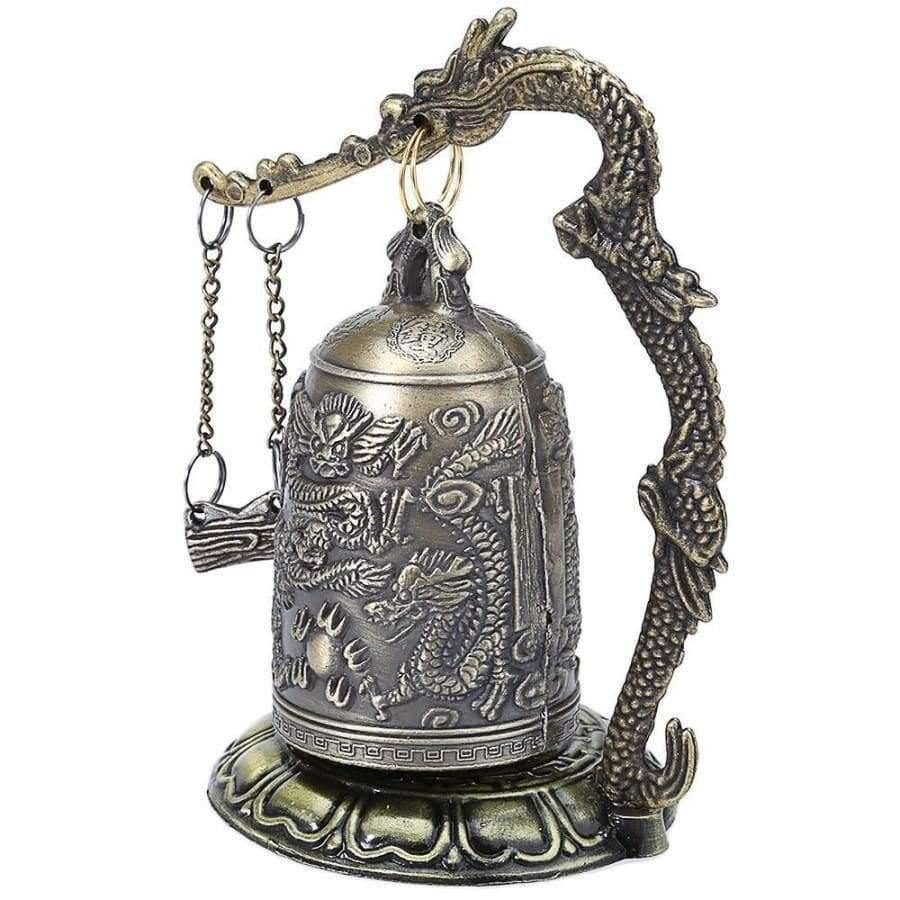 Planet Gates Antique Home Decoration Zinc Alloy Vintage Style Bronze Lock Dragon Carved Buddhist Bell Chinese Geomantic Artware Exquisite