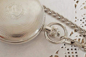 Planet Gates Antique Silver Double Openable Case Mechanical Men Pocket Watch