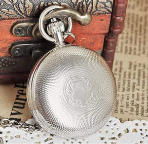 Planet Gates Antique Silver Double Openable Case Mechanical Men Pocket Watch