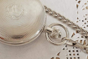 Planet Gates Antique Silver Double Openable Case Mechanical Men Pocket Watch