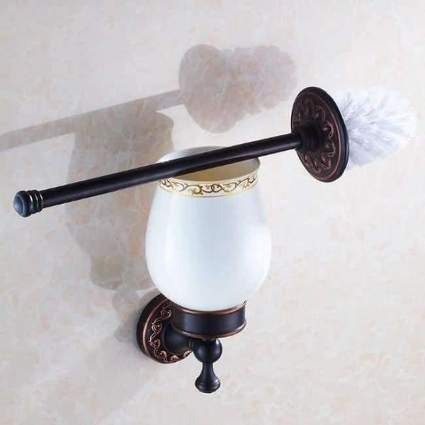 Planet Gates Antique Solid Brass Toilet Brush Holder Ti Pvd Carved European Bathroom Accessories Wall Mounted Bathroom Products