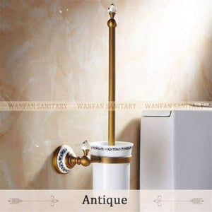 Planet Gates Antique Toilet Brush Holders Wall Mounted Bathroom Accessories Brass & Crystal Bathroom Decoration Accessory Bathroom Products 6304