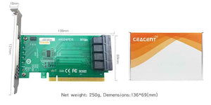 Planet Gates ANU04PE16 NVMe Controller SFF8643-SFF8639  4 port PCIe3.0 X16  SSD Exp Riser (not with cables,not support LSI 8643*2 to 8639*2 ）