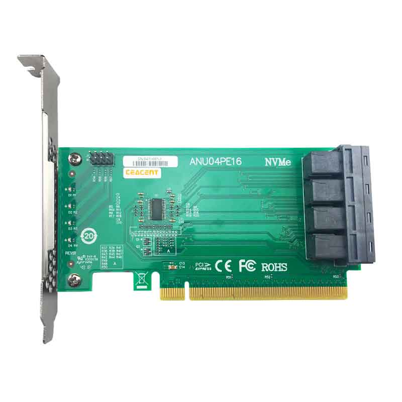 Planet Gates ANU04PE16 NVMe Controller SFF8643-SFF8639  4 port PCIe3.0 X16  SSD Exp Riser (not with cables,not support LSI 8643*2 to 8639*2 ）