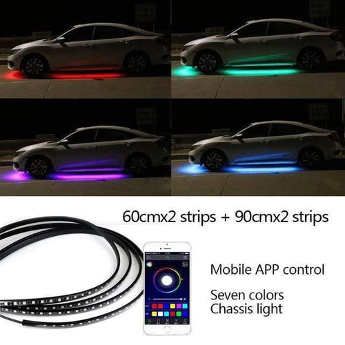 Planet Gates APP 2 x (60+90) / China 4pcs Car Underglow Flexible Strips LED Remote /APP Control RGB Decorative Atmosphere Lamp Underglow Underbody System Neon Lights