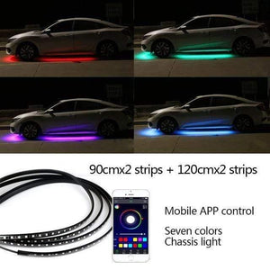 Planet Gates APP 2 x (90+120cm) / China 4pcs Car Underglow Flexible Strips LED Remote /APP Control RGB Decorative Atmosphere Lamp Underglow Underbody System Neon Lights