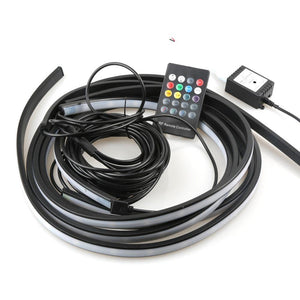 Planet Gates APP 60cm 90cm 4x Car Underglow Flexible Strip LED APP/Remote Control RGB Decorative Atmosphere Lamp Under Tube Underbody System Neon Light Kit