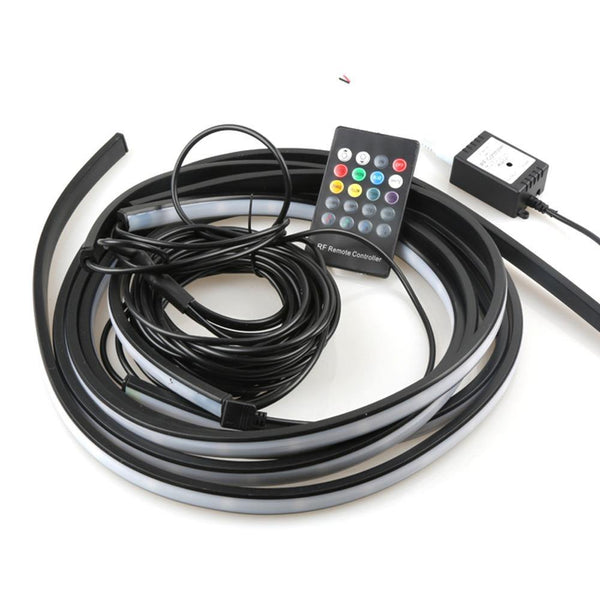 Planet Gates APP 60cm 90cm 4x Car Underglow Flexible Strip LED APP/Remote Control RGB Decorative Atmosphere Lamp Under Tube Underbody System Neon Light Kit