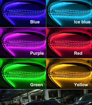 Planet Gates APP 60cm 90cm 4x Car Underglow Flexible Strip LED APP/Remote Control RGB Decorative Atmosphere Lamp Under Tube Underbody System Neon Light Kit