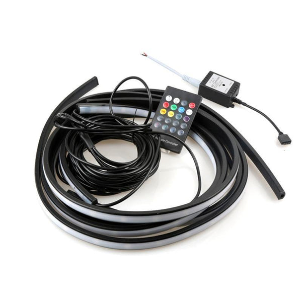Planet Gates APP 60cm 90cm 4x Car Underglow Flexible Strip LED APP/Remote Control RGB Decorative Atmosphere Lamp Under Tube Underbody System Neon Light Kit