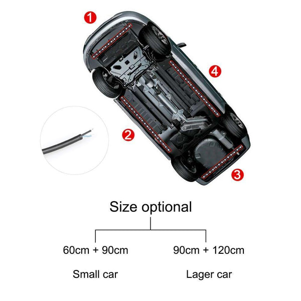 Planet Gates APP 60cm 90cm 4x Car Underglow Flexible Strip LED APP/Remote Control RGB Decorative Atmosphere Lamp Under Tube Underbody System Neon Light Kit