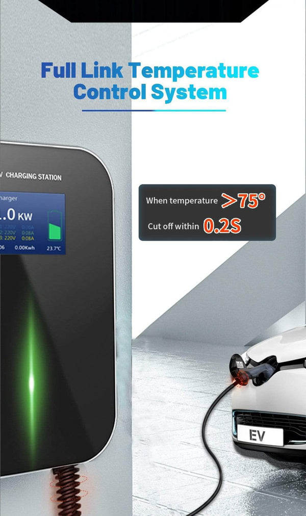 Planet Gates APP EV Charger Electric Vehicle Charging Station Wi-Fi Bluetooth EVSE Wallbox Remote Control Type 2 Cable16A 3Phase IEC 62196-2