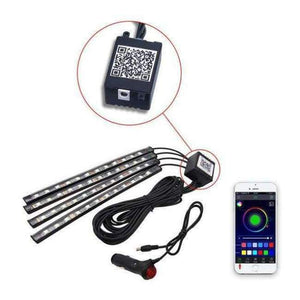 Planet Gates APP Remote control Car Interior Floor Atmosphere Remote/App/Voice Control RGB LED DRL Strip Light Wireless Lamp Foot Decoration Cigarette Light 12V