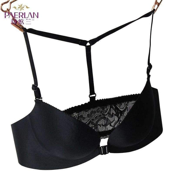 Planet Gates Apple green / 70A Women Lycra Front Closure Y type Beauty Back Floral Lace Bra Sexy Female One - Piece Seamless Push Up backless Underwear