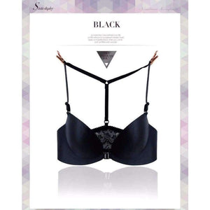 Planet Gates Apple green / 70A Women Lycra Front Closure Y type Beauty Back Floral Lace Bra Sexy Female One - Piece Seamless Push Up backless Underwear