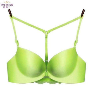 Planet Gates Apple green / 70A Women Lycra Front Closure Y type Beauty Back Floral Lace Bra Sexy Female One - Piece Seamless Push Up backless Underwear