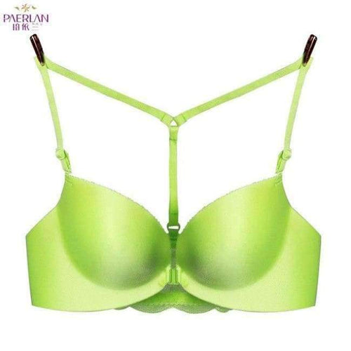 Planet Gates Apple green / 70A Women Lycra Front Closure Y type Beauty Back Floral Lace Bra Sexy Female One - Piece Seamless Push Up backless Underwear