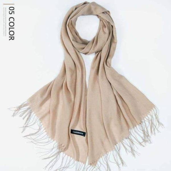 Planet Gates Apricot / 216cmX65cm Autumn and Winter Scarf Women Fashion Solid Cashmere scarves for Women Shawls and Wraps 35 Colours