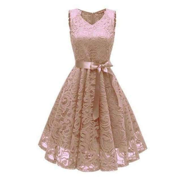 Planet Gates Apricot / 4 Cocktail Dress 2018 Women Knee Length Formal Gown V Neck Cocktail Party Dresses Vestido Coquetel With Sash