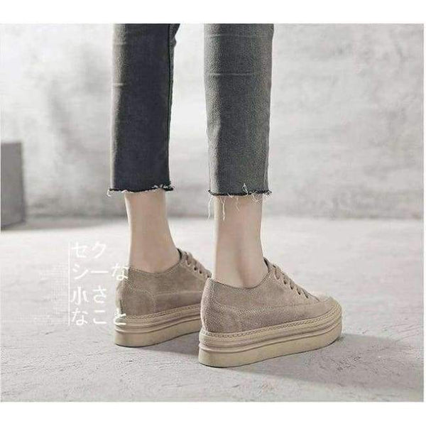 Planet Gates apricot / 5 2018 Autumn women flats shoes platform sneakers shoes leather canvas casual shoes slip on flats heels creepers moccasins Q480