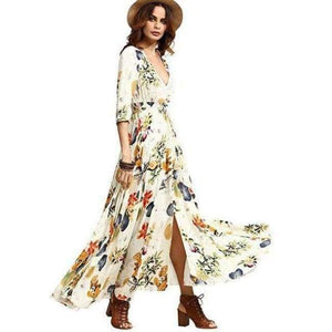 Planet Gates Apricot Half / S Brand Long Maxi Dress Print Plus Size Sexy Casual Summer Beach Clothes Women Vestidos Render Elegant Robe Boho Party Club Dress