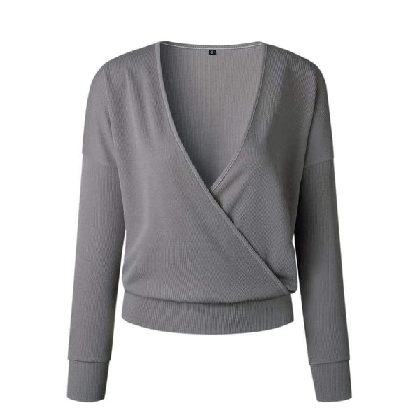 Planet Gates Apricot / L Sexy Deep V Neck Long Sleeve Tops Knitted Women Sweater Winter Casual Pullovers Female Jumpers Autumn Sweaters