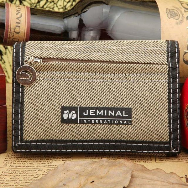 Planet Gates Apricot Men's Canvas Wallet Short Designer Men Wallets Zipper Coin Male Purse Card Holder For Teenager Men