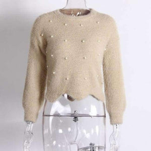 Planet Gates apricot / One Size Sweaters Women     2018 Autumn Winter Newest Long Sleeve Jumper Ladies Pullovers Irregular Mohair Sweater Blue