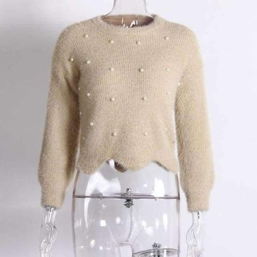 Planet Gates apricot / One Size Sweaters Women     2018 Autumn Winter Newest Long Sleeve Jumper Ladies Pullovers Irregular Mohair Sweater Blue