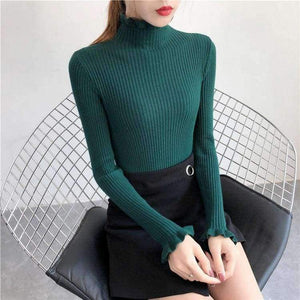 Planet Gates apricot / One Size Turtleneck Sweaters Women Autumn Winter 2018 Slim Knitting  Sweater Women Jumper Korean Casual Black Sweater And Pullover
