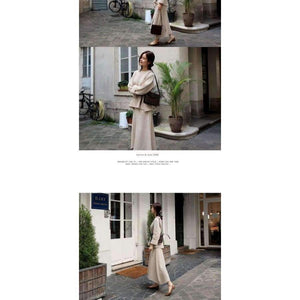 Planet Gates apricot / S Fashion Knit Women's Sets Autumn and Winter 2018 New Korean Style Pullovers Sweater Loose Skirts Two Pieces Female