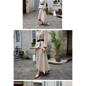 Planet Gates apricot / S Fashion Knit Women's Sets Autumn and Winter 2018 New Korean Style Pullovers Sweater Loose Skirts Two Pieces Female