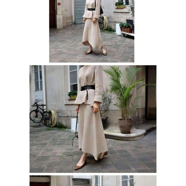 Planet Gates apricot / S Fashion Knit Women's Sets Autumn and Winter 2018 New Korean Style Pullovers Sweater Loose Skirts Two Pieces Female