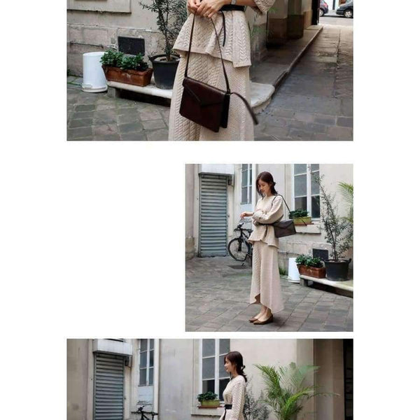 Planet Gates apricot / S Fashion Knit Women's Sets Autumn and Winter 2018 New Korean Style Pullovers Sweater Loose Skirts Two Pieces Female