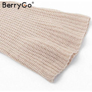 Planet Gates Apricot / S Sexy backless cross knitted sweater Women turtleneck batwing sleeve 2018 Autumn winter casual loose pullover jumper